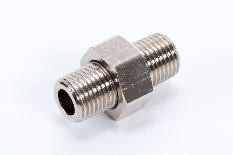 Üç parçalı çift nipel, 2 x dış diş, konik